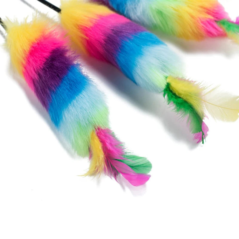 Colorful Feather Teaser Wand, Funny Cat Toy