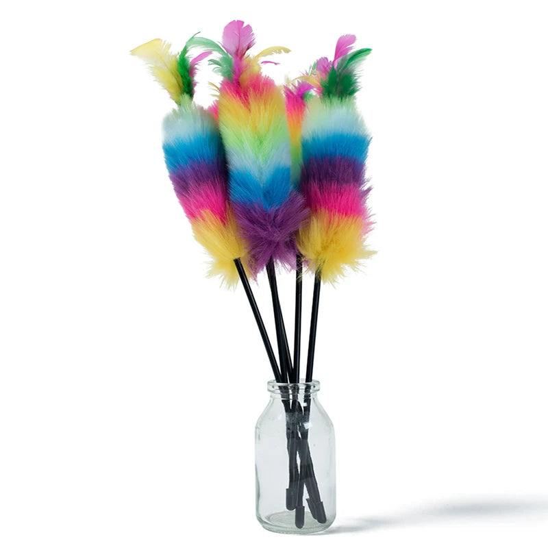 Colorful Feather Teaser Wand, Funny Cat Toy