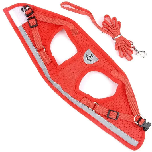 Reflective Pet Cat Dog Breathable Harness Leash Set