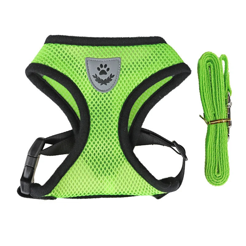Pet Cat Dog Breathable Mesh Harness Leash Set