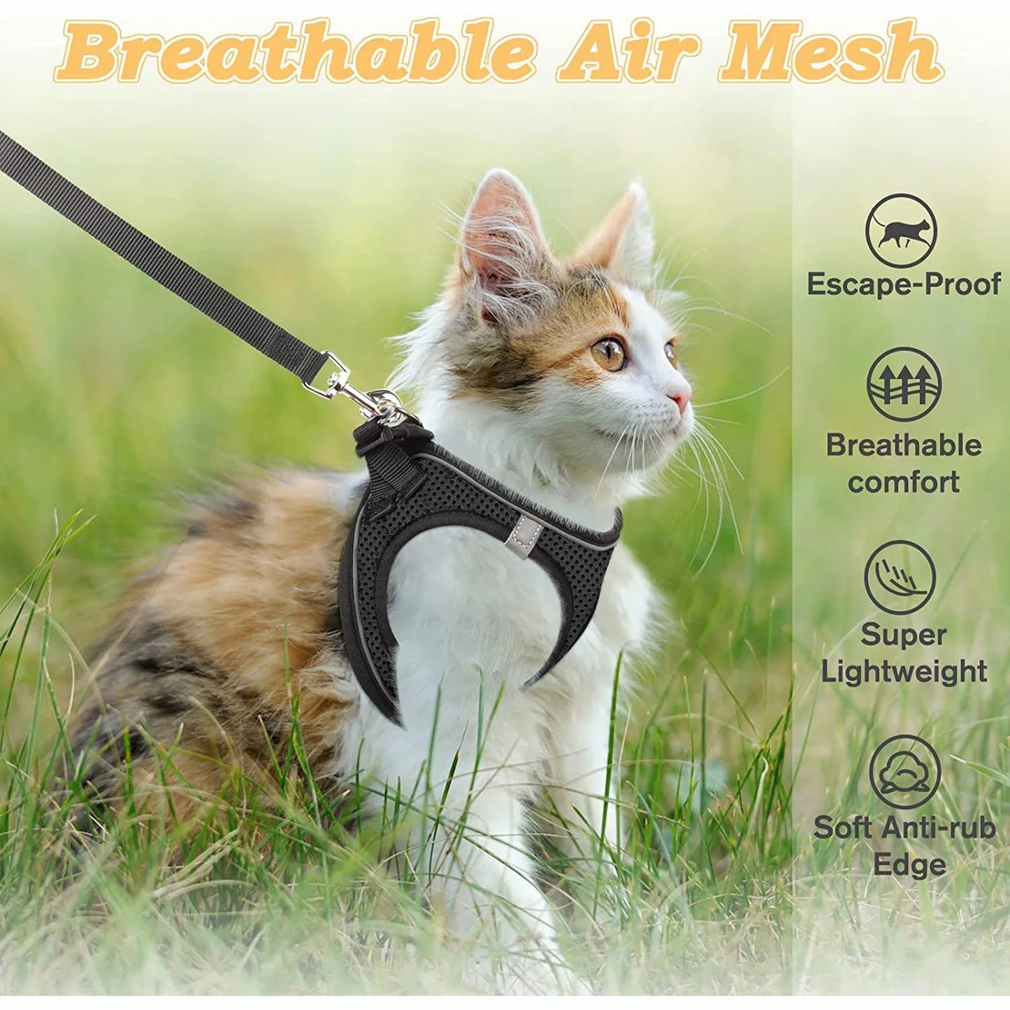 Pet Cat Escape Proof Adjustable Harness and Leash