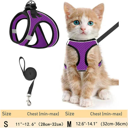 Pet Cat Escape Proof Adjustable Harness and Leash