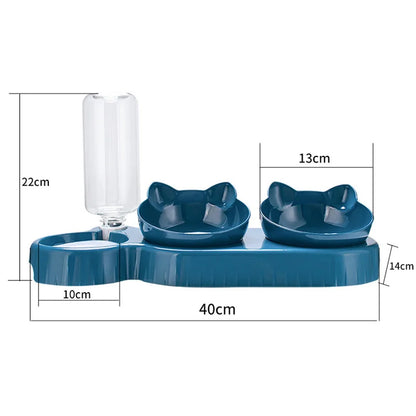 3 in 1 Pet Automatic Feeder Water Dispenser Double Bowl