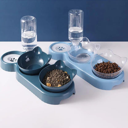 3 in 1 Pet Automatic Feeder Water Dispenser Double Bowl