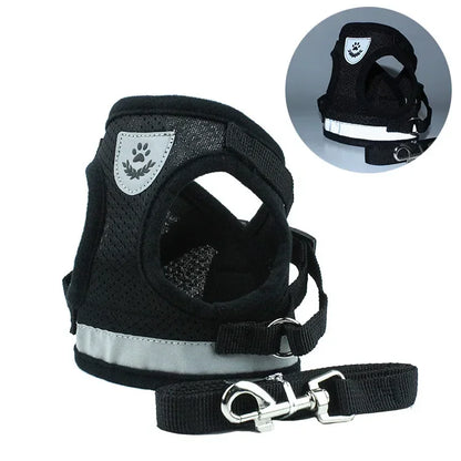 Reflective Pet Cat Dog Breathable Harness Leash Set