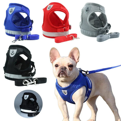 Reflective Pet Cat Dog Breathable Harness Leash Set