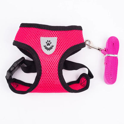 Pet Cat Dog Breathable Mesh Harness Leash Set
