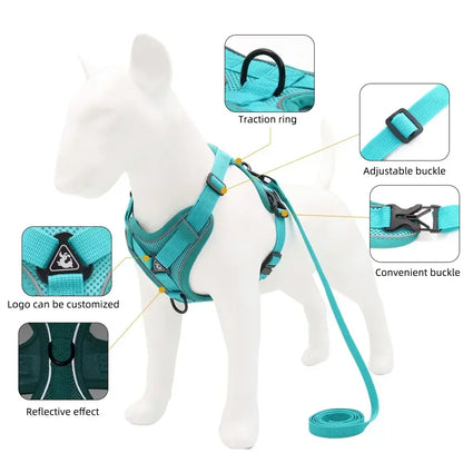 No Pull Pet Dog Harness and Leash Set Adjustable