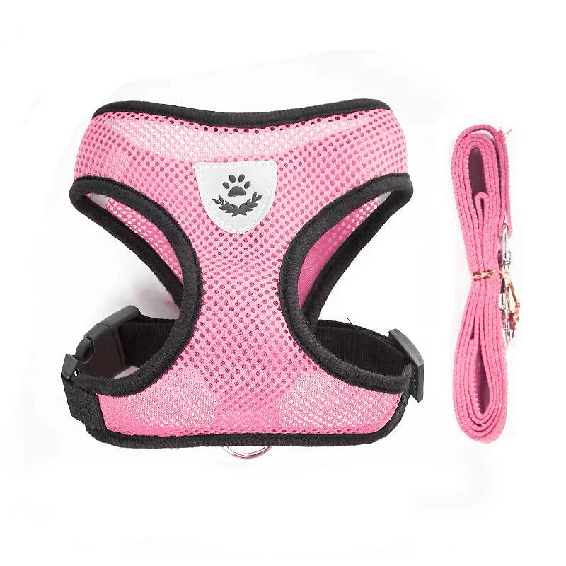 Pet Cat Dog Breathable Mesh Harness Leash Set