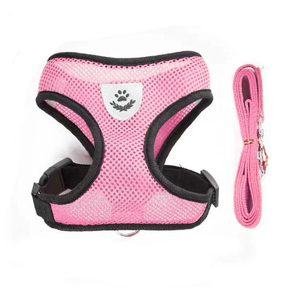 Pet Cat Dog Breathable Mesh Harness Leash Set