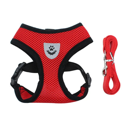 Pet Cat Dog Breathable Mesh Harness Leash Set