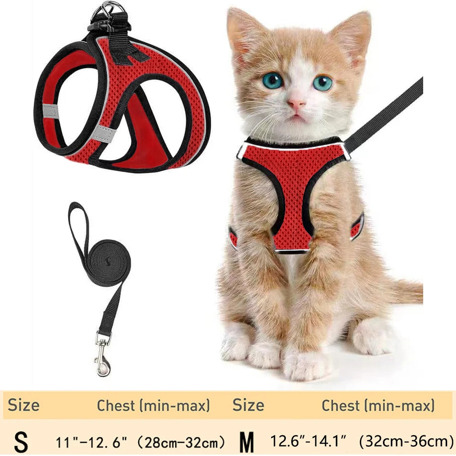 Pet Cat Escape Proof Adjustable Harness and Leash