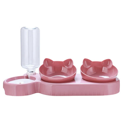 3 in 1 Pet Automatic Feeder Water Dispenser Double Bowl