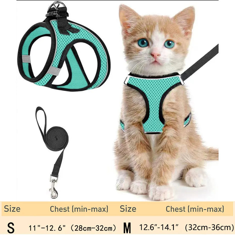Pet Cat Escape Proof Adjustable Harness and Leash
