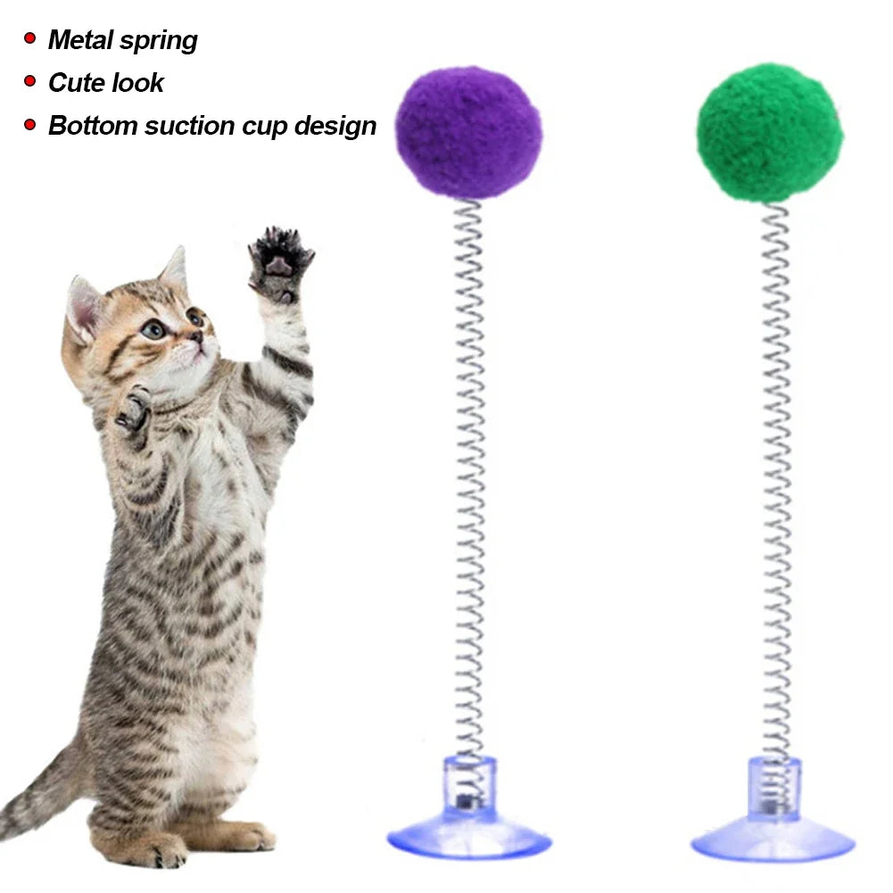 1Pc Fur Ball Spring Cat Toy