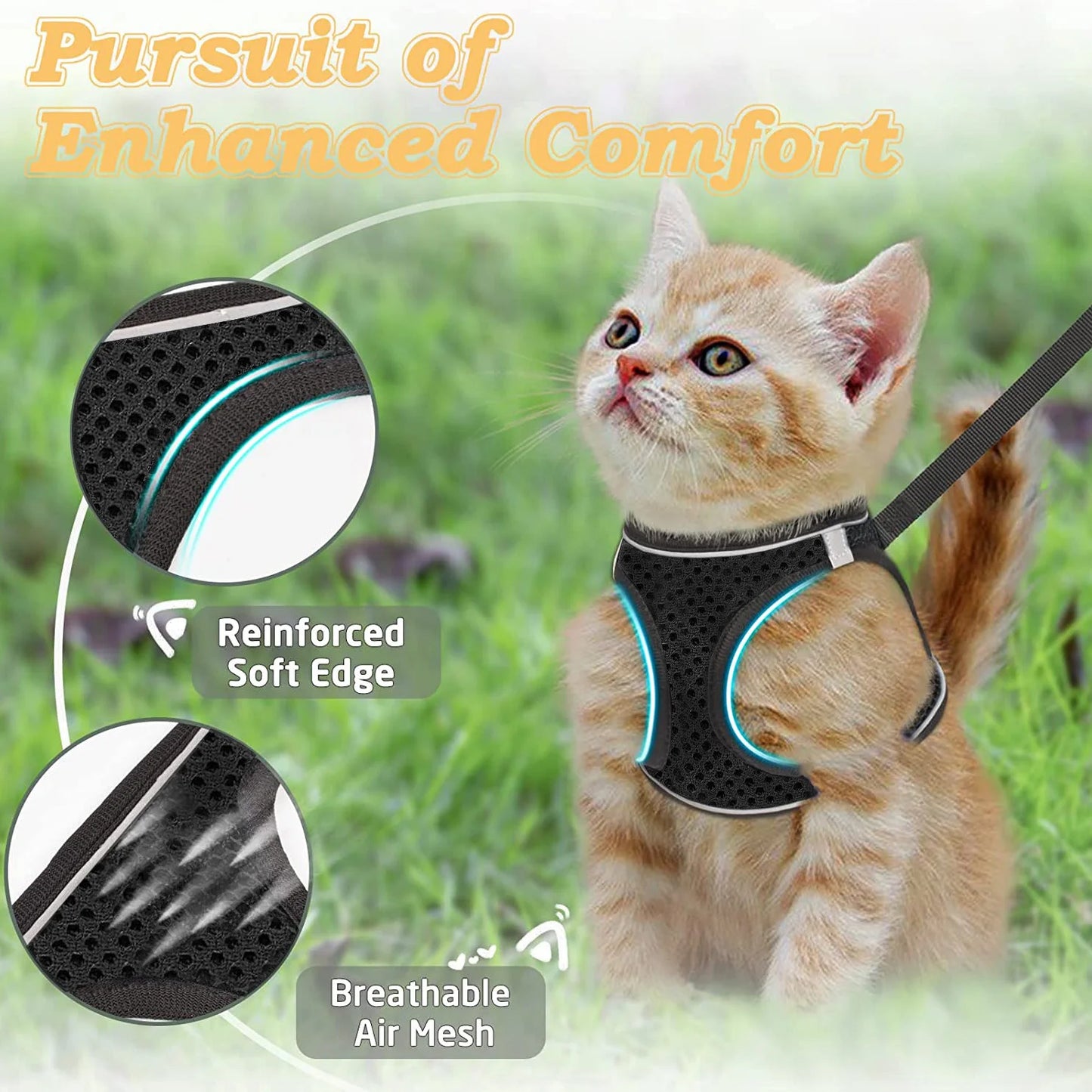 Pet Cat Escape Proof Adjustable Harness and Leash