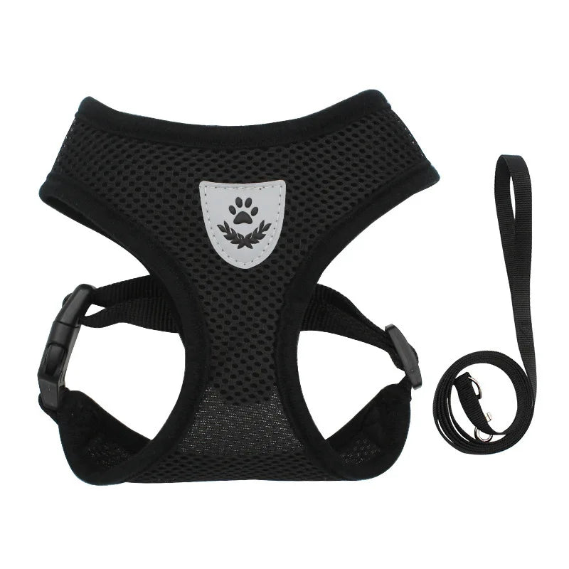 Pet Cat Dog Breathable Mesh Harness Leash Set