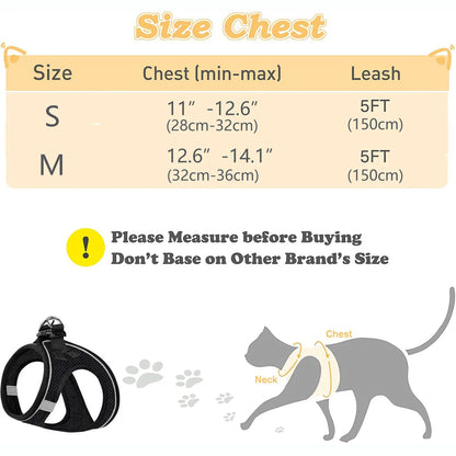 Pet Cat Escape Proof Adjustable Harness and Leash