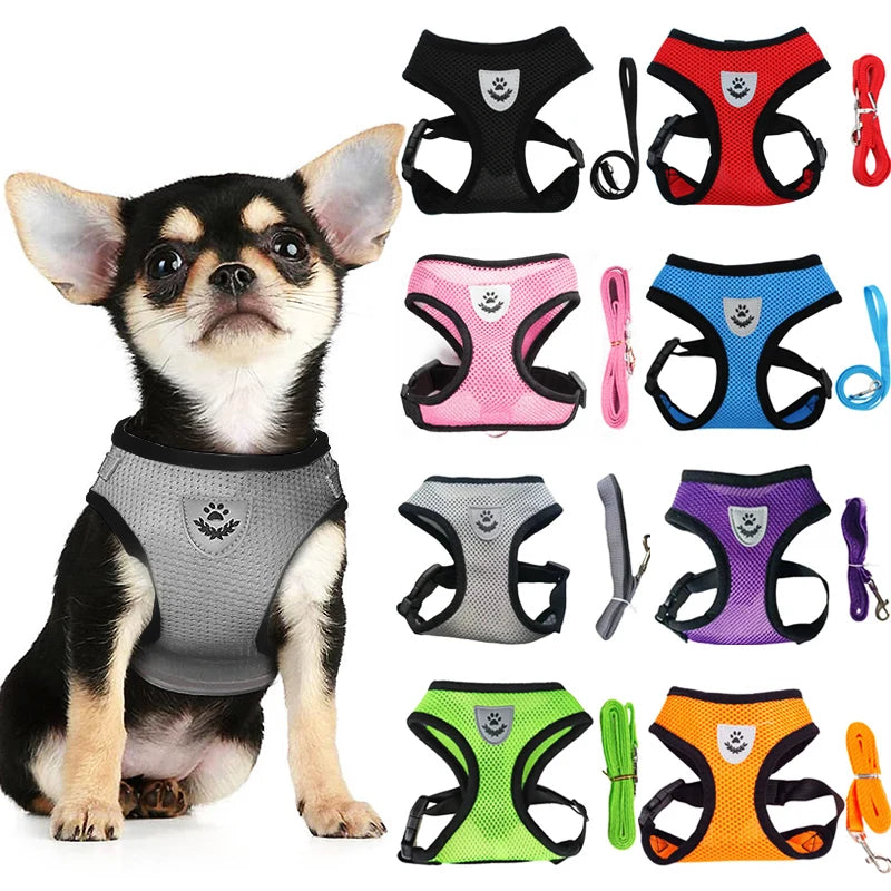 Pet Cat Dog Breathable Mesh Harness Leash Set
