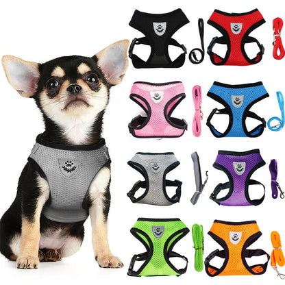 Pet Cat Dog Breathable Mesh Harness Leash Set