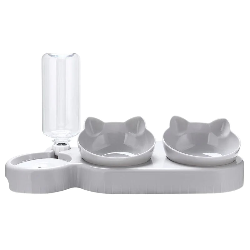 3 in 1 Pet Automatic Feeder Water Dispenser Double Bowl