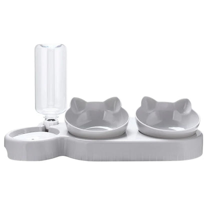 3 in 1 Pet Automatic Feeder Water Dispenser Double Bowl