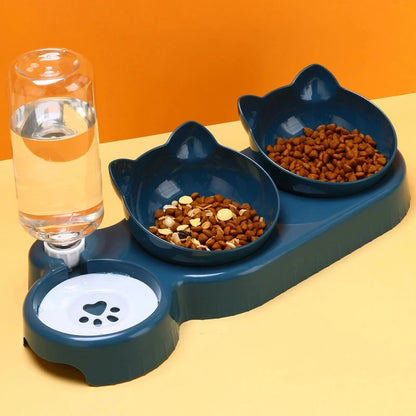 3 in 1 Pet Automatic Feeder Water Dispenser Double Bowl