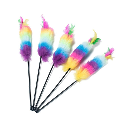 Colorful Feather Teaser Wand, Funny Cat Toy
