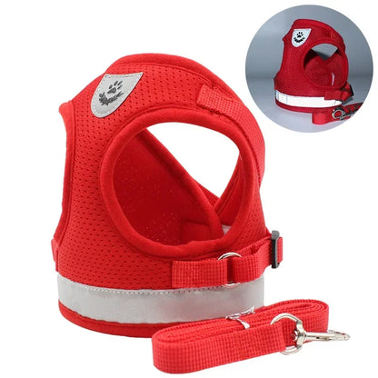 Reflective Pet Cat Dog Breathable Harness Leash Set
