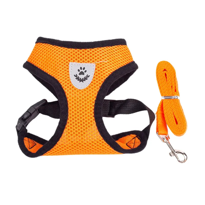 Pet Cat Dog Breathable Mesh Harness Leash Set