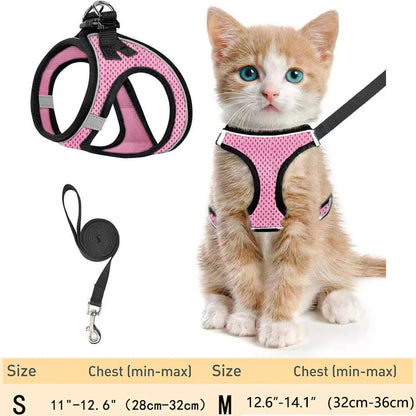 Pet Cat Escape Proof Adjustable Harness and Leash